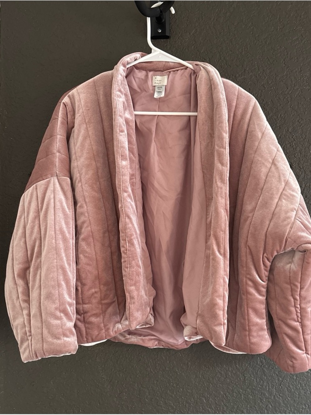 a new day Quilted Velvet Bomber Jacket - Dusty Rose